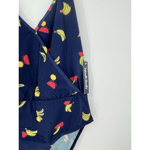 NWT Modcloth Watermelon Banana Halter Bodysuit Top L Navy Blue - Picture 2 of 6
